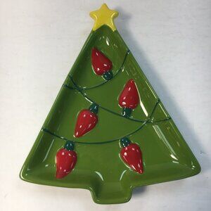 Hallmark Christmas Tree Ceramic Plate Festive Lights Design Holiday Serving Dish